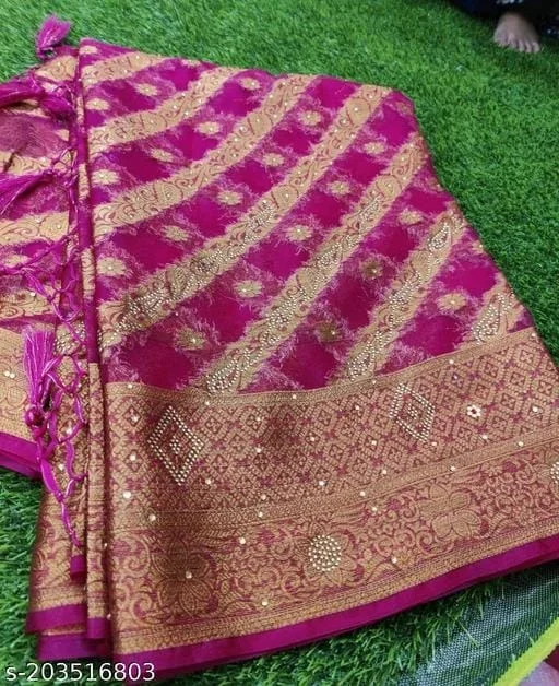 Stone Work Saree - FREE DELIVERY
