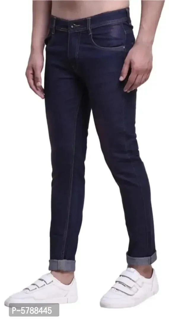 Navy Blue Denim Mid Rise Jens Fo Men - 34, FREE DELIVERY