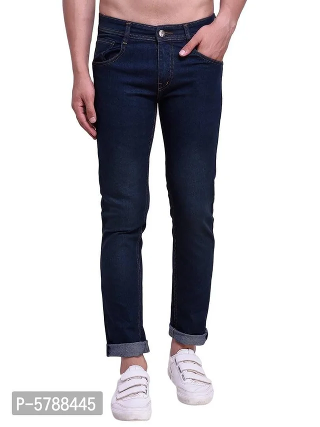 Navy Blue Denim Mid Rise Jens Fo Men - 34, FREE DELIVERY
