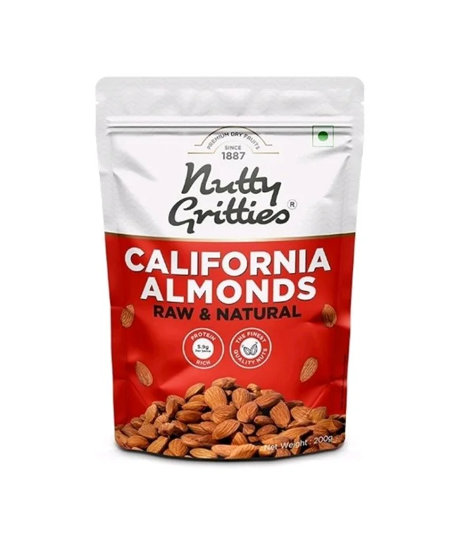 Nutty Gritties California Almonds -Raw & Natural - 200Gm