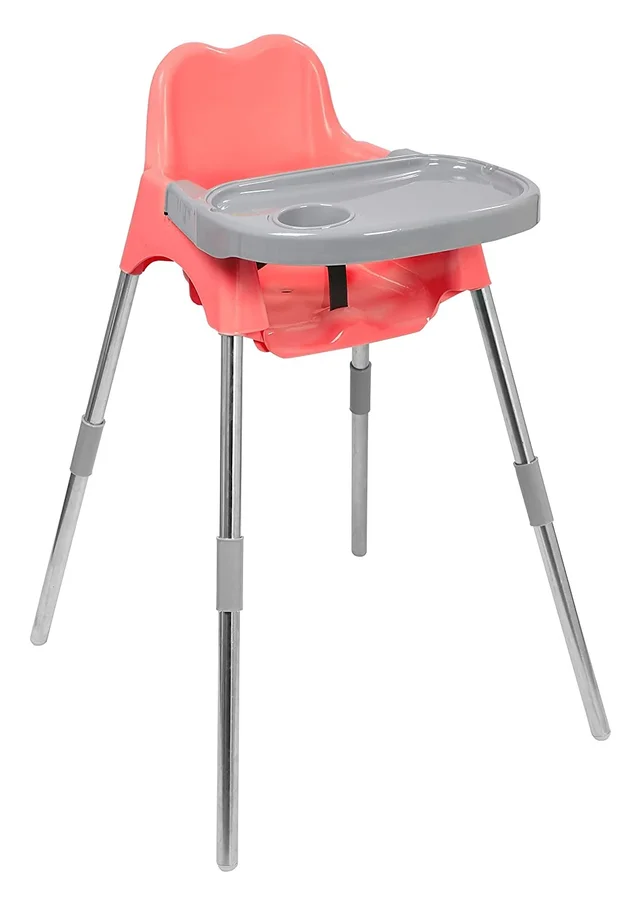 my girafee 3-in-1 Convertible Baby High Chair with Tray & Footrest Lightweight Feeding Chair & Toddler Seat, Easy-Clean DesignPink-Grey Colour - pink