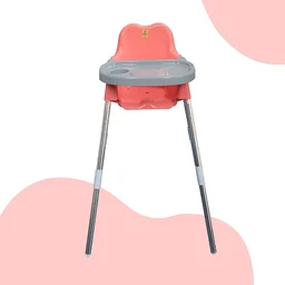 my girafee 3-in-1 Convertible Baby High Chair with Tray & Footrest Lightweight Feeding Chair & Toddler Seat, Easy-Clean DesignPink-Grey Colour - pink