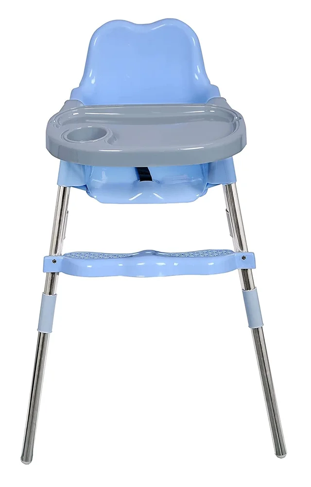 3-in-1 Convertible Baby High Chair with Double Tray & Footrest Easy-to-Clean Feeding & Study Chair for Babies and Toddlers Blue - Blue