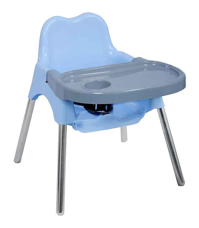 3-in-1 Convertible Baby High Chair with Double Tray & Footrest Easy-to-Clean Feeding & Study Chair for Babies and Toddlers Blue - Blue