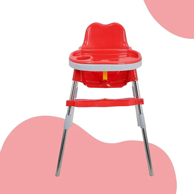 3-in-1 Convertible Baby High Chair with Double Tray & Footrest Easy-to-Clean Feeding & Study Chair for Babies and Toddlers -Red - Red