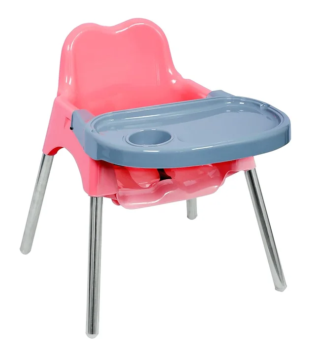 3-in-1 Convertible Baby High Chair with Double Tray & Footrest Easy-to-Clean Feeding & Study Chair for Babies and Toddlers-Pink - Pink