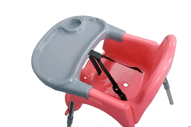3-in-1 Convertible Baby High Chair with Double Tray & Footrest Easy-to-Clean Feeding & Study Chair for Babies and Toddlers-Pink - Pink