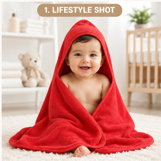 Premium Hooded Baby Bath Towel – Soft Cotton Cream Cap Towel for Newborns & Infants