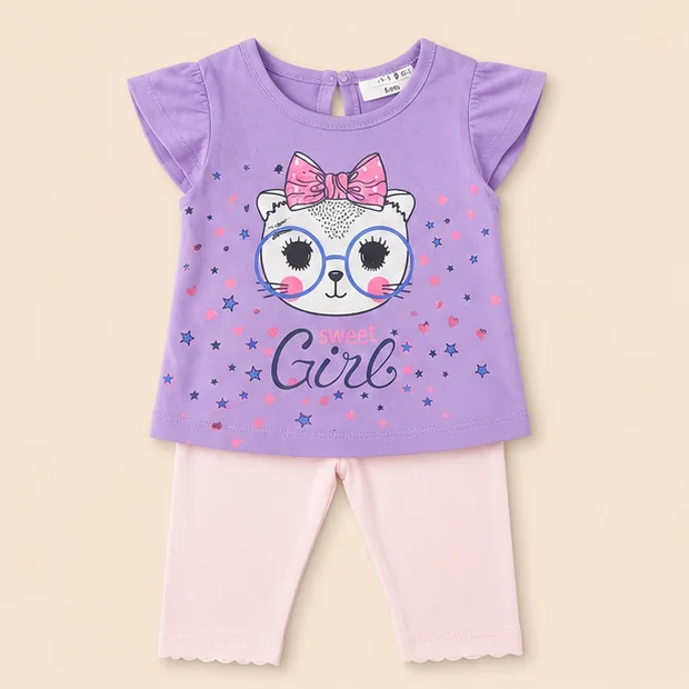 Baby Girls Top & Leggings Set 004-12 - 12-18 Months