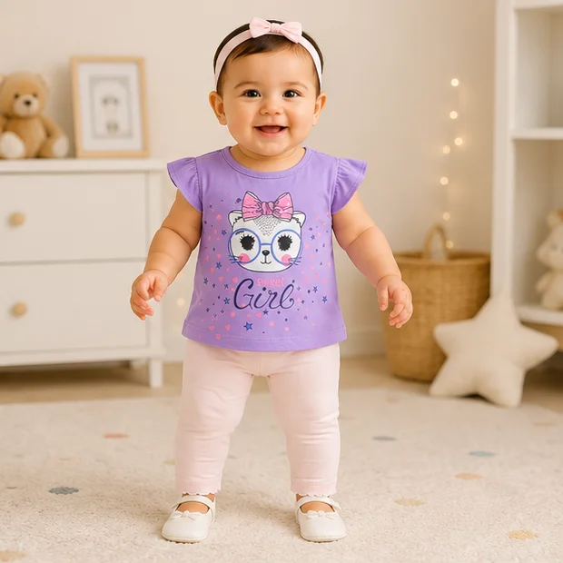 Baby Girls Top & Leggings Set 004-12 - 12-18 Months