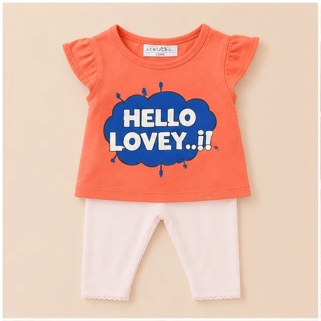 Baby Girls Top & Leggings Set 015-3 - 0-6 Months