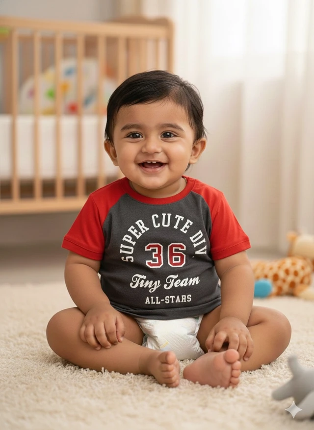 "Tiny Team" Varsity Raglan Baby Tee
