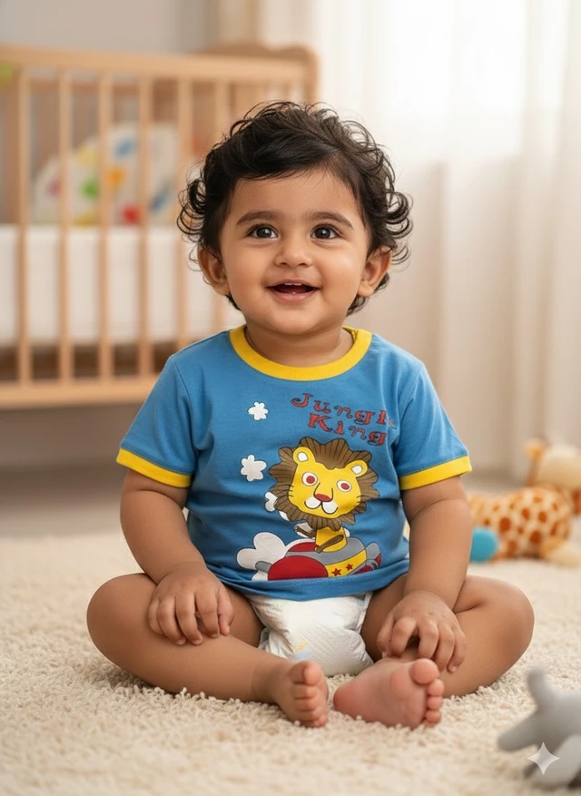 Sky-High Safari: Toddler Crewneck T-Shirt (Cobalt Blue)