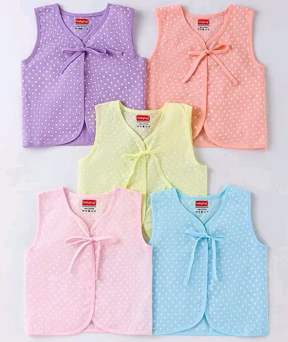 Sleeveless Front Tie Knot Jhablas With Polka Dot Print