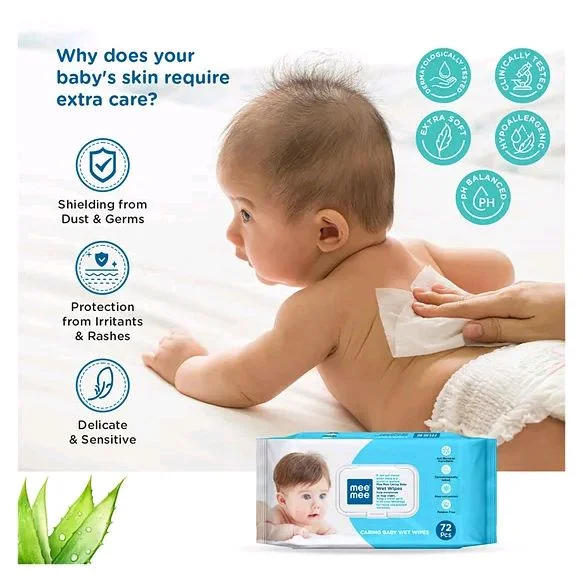 Meemee Anti-bacterial Vitamin E & Aloe Vera Baby Wet Wipes-70 PCS