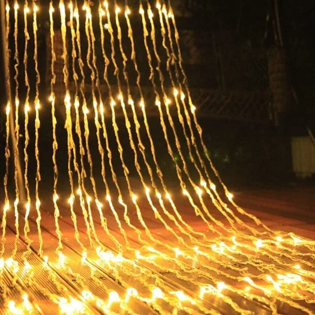 Waterfall Curtain LED Light Multicolor with 180 LED, 8 Modes for Home, Wall Decoration Indoor, Outdoor, GardenDecoration String Light (Warm White, 10x10 Feet)