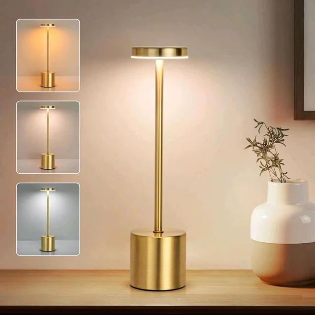 Cordless Touch Table Lamp Rechargeable, Portable LED lamp,5000mAh Battery - 3 Color Dimmable Lighting