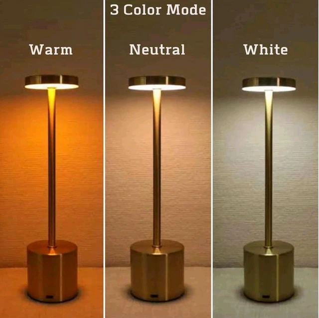 Cordless Touch Table Lamp Rechargeable, Portable LED lamp,5000mAh Battery - 3 Color Dimmable Lighting
