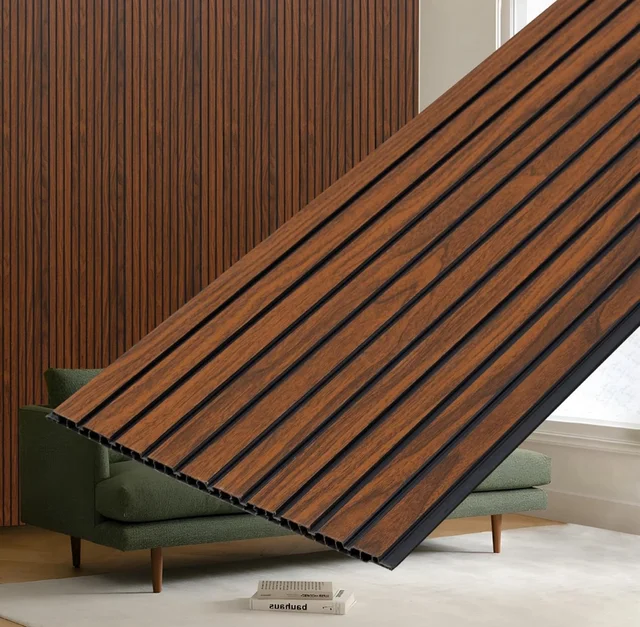 PVC Wall Panel/Louvers Panel for Wall/3d Wall Panel for Interior Walls Décor/Eco-Friendly Fluted Panel for Wall - Pack of 5 (Teak Brown - 8 Feet x 1 Feet)