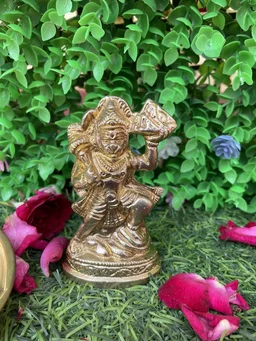 VIKRAM METAL Brass Hanuman Murti - 3.5 inch, Golden