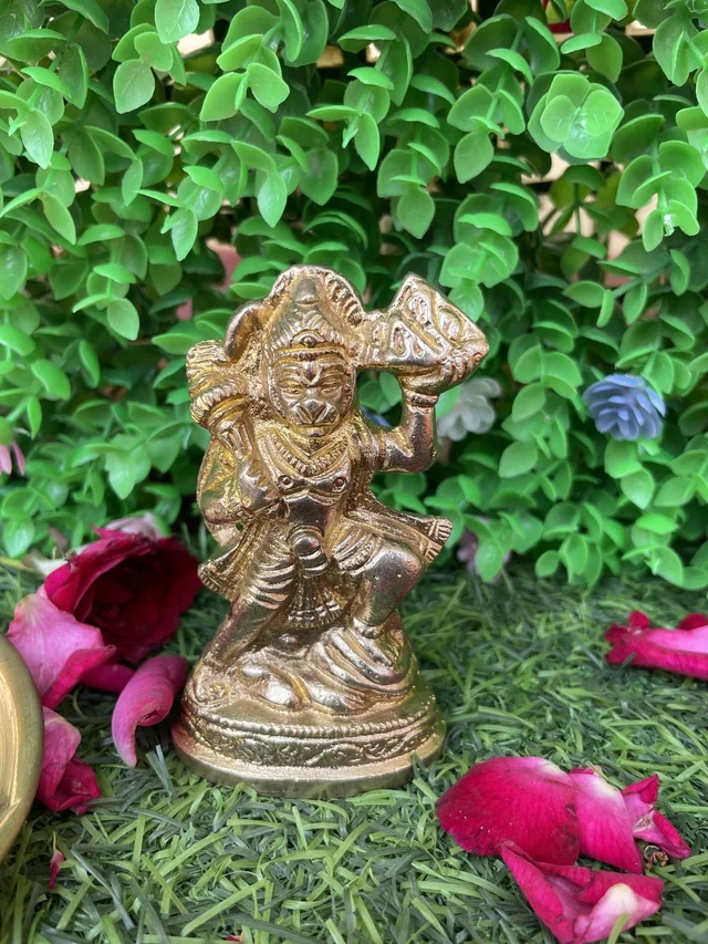 VIKRAM METAL Brass Hanuman Murti - 3.5 inch, Golden