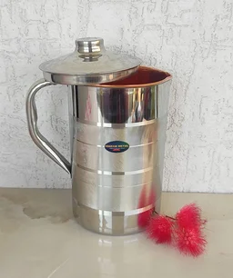 VIKRAM METAL Steel-Copper Crystal water jug - 8.5 inch, silver, 1500ml