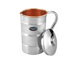 VIKRAM METAL Steel-Copper Crystal water jug - 8.5 inch, silver, 1500ml