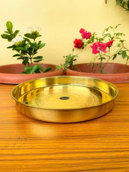 VIKRAM METAL Brass Dinner Plate - 10.2 INCH, GOLDEN