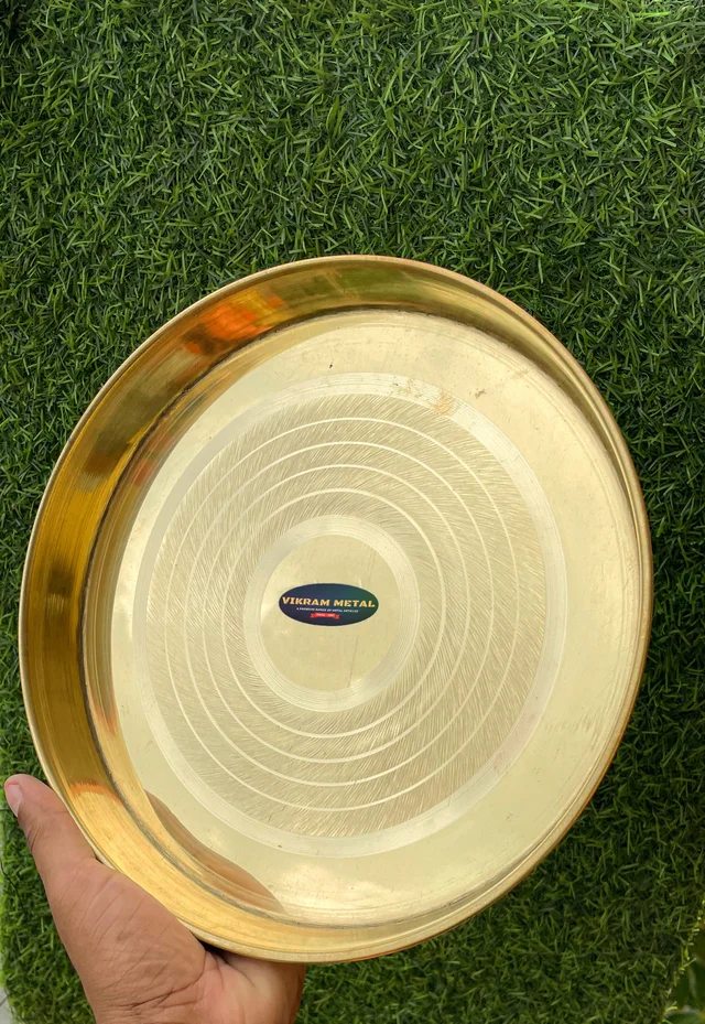 VIKRAM METAL Brass Dinner Plate - 10.2 INCH, GOLDEN