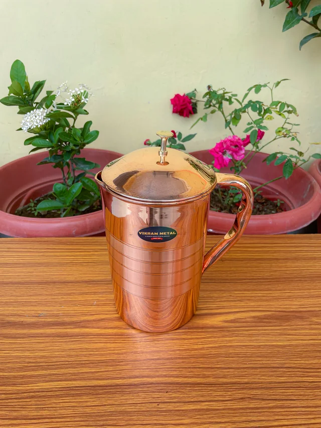 VIKRAM METAL Copper Luxury touch Water jug - 8.5 INCH, 1500 ML