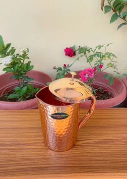 VIKRAM METAL Copper hammered water jug - 8.5 INCH, 1500 ML