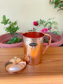 VIKRAM METAL Copper hammered water jug - 8.5 INCH, 1500 ML