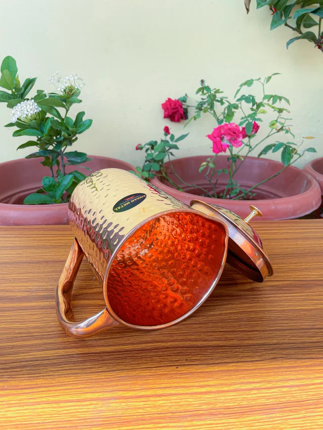 VIKRAM METAL Copper hammered water jug - 8.5 INCH, 1500 ML