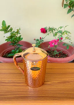 VIKRAM METAL Copper hammered water jug - 8.5 INCH, 1500 ML