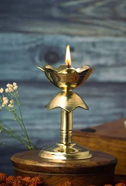 VIKRAM METAL Brass Kamal deepak - 5 INCH, GOLDEN