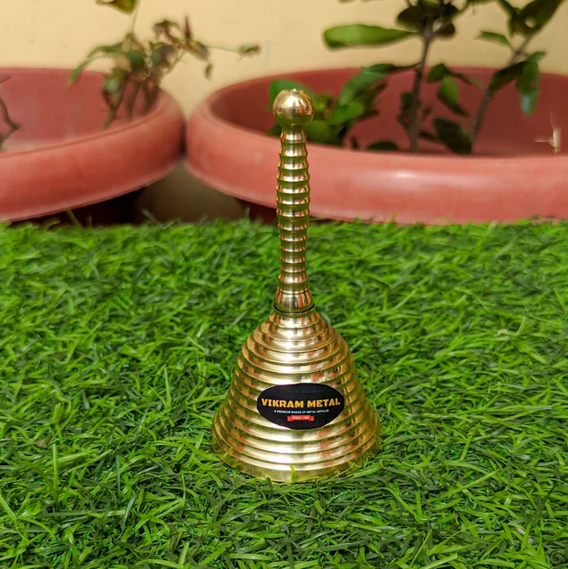 VIKRAM METAL Brass mini Pooja Thali Set - 8 INCH, GOLDEN