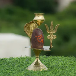 VIKRAM METAL Narmedeshwar Shivling with Brass Stand - 3 INCH