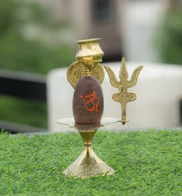 VIKRAM METAL Narmedeshwar Shivling with Brass Stand - 3 INCH