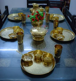 VIKRAM METAL Brass embossed luxury dinner set - SET OF 6