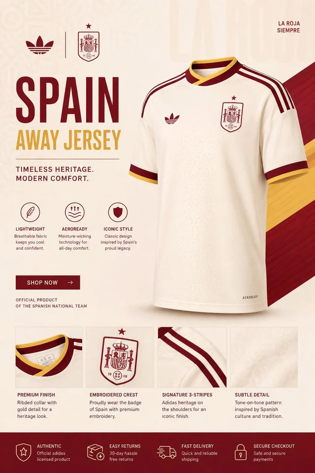 SPAIN AWAY JERSEY FIFA WORLD CUP 2026 - XL