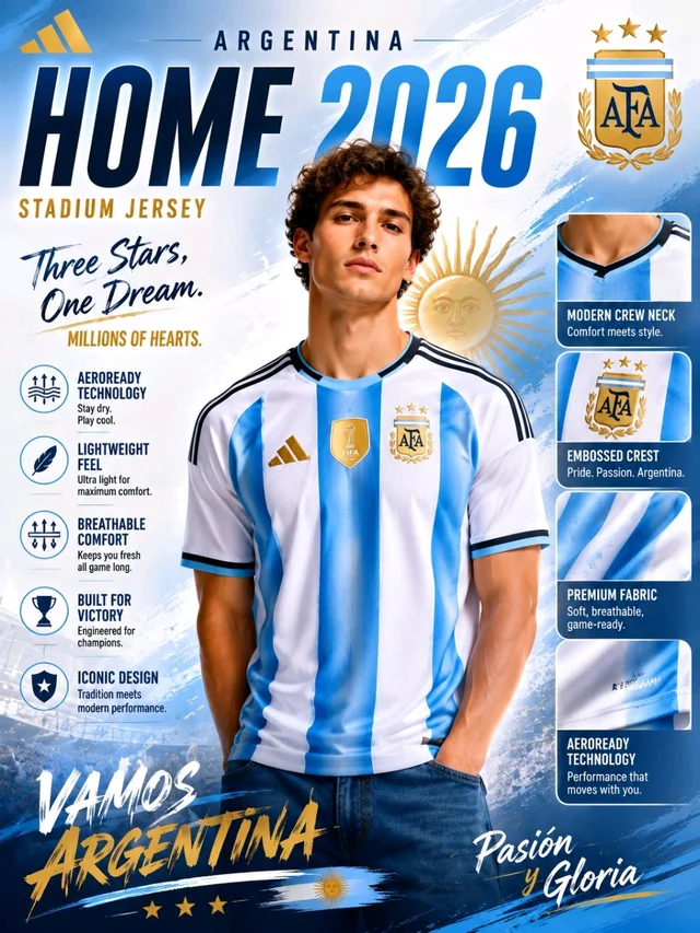 ARGENTINA HOME JERSEY for FIFA WORLD CUP 2026 - M