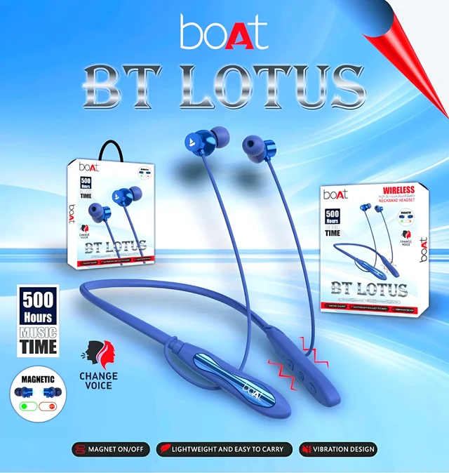 Boat Neckband Music Time 500H Magnetic on/off Voice change Vibration - Mariner