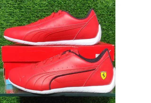 PUMA Motorsport Unisex Red Perforations Ferrari Neo Cat Regular Sneakers - UK 6, RED