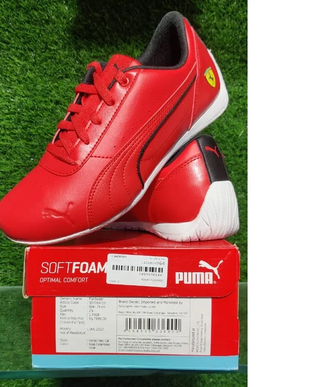 PUMA Motorsport Unisex Red Perforations Ferrari Neo Cat Regular Sneakers - UK 6, RED