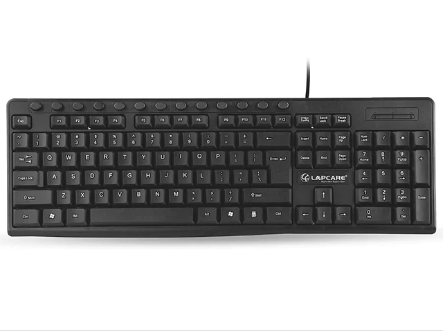 Lapcare E9 Splash Resistant Rugged Wired USB Multimedia Keyboard (Black) - 10AM-08PM
