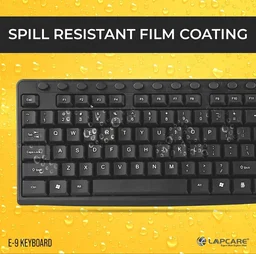 Lapcare E9 Splash Resistant Rugged Wired USB Multimedia Keyboard (Black) - 10AM-08PM