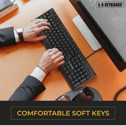 Lapcare E9 Splash Resistant Rugged Wired USB Multimedia Keyboard (Black) - 10AM-08PM