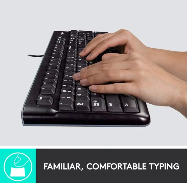 Logitech MK120 Wired USB Keyboard and Mouse Set for Windows, Optical Wired Mouse, Full-Size Keyboard, USB Plug-and-Play, Compatible for PC, Laptop - Black - 10AM- 08PM