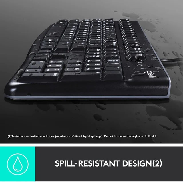 Logitech MK120 Wired USB Keyboard and Mouse Set for Windows, Optical Wired Mouse, Full-Size Keyboard, USB Plug-and-Play, Compatible for PC, Laptop - Black - 10AM- 08PM