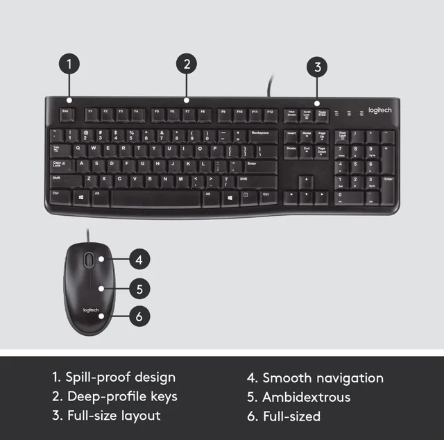 Logitech Media Combo MK200 Full-Size Keyboard and High-Definition Optical Mouse - 10AM - 08PM